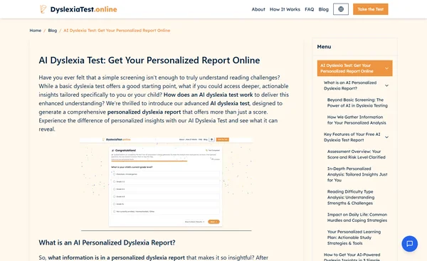 AI डिस्लेक्सिया परीक्षण: अपनी व्यक्तिगत रिपोर्ट ऑनलाइन प्राप्त करें