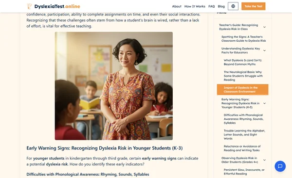 शिक्षकों की मार्गदर्शिका: कक्षा में डिस्लेक्सिया के जोखिम को पहचानना