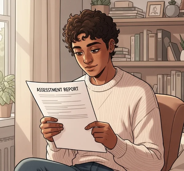 Person reviewing dyslexia assessment report